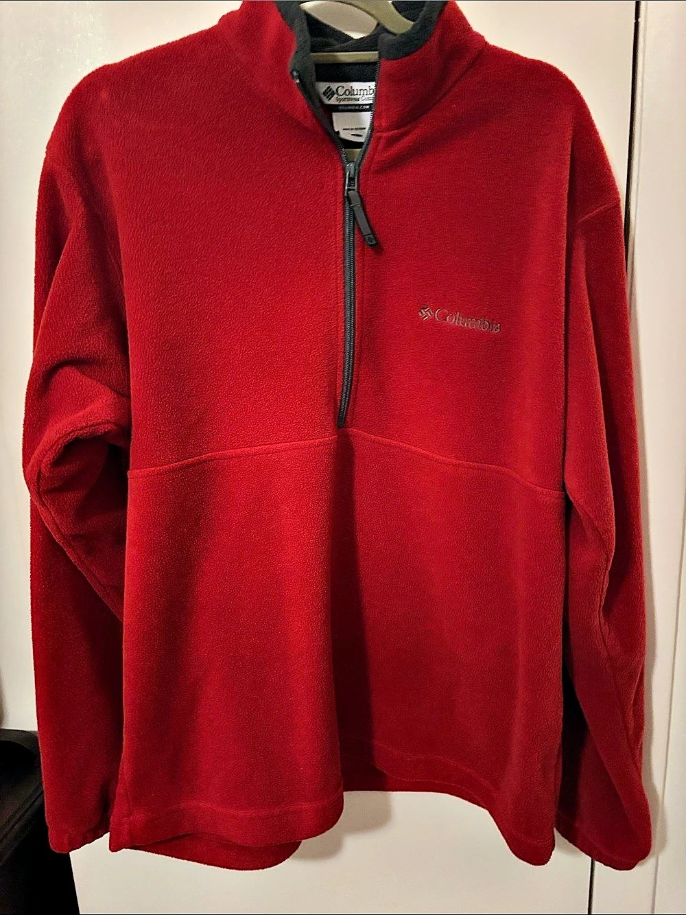 Columbia Red Fleece Half-Zip Pullover Size Large